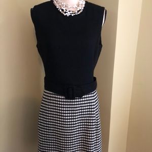 Ralph Lauren Blk Label B/W Houndstooth BeltedDress
